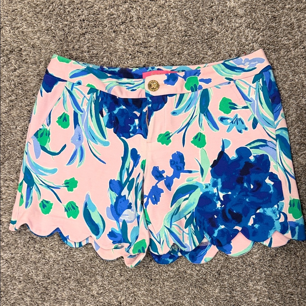 Lilly Pulitzer Pink and Blue Floral High Waist Shorts